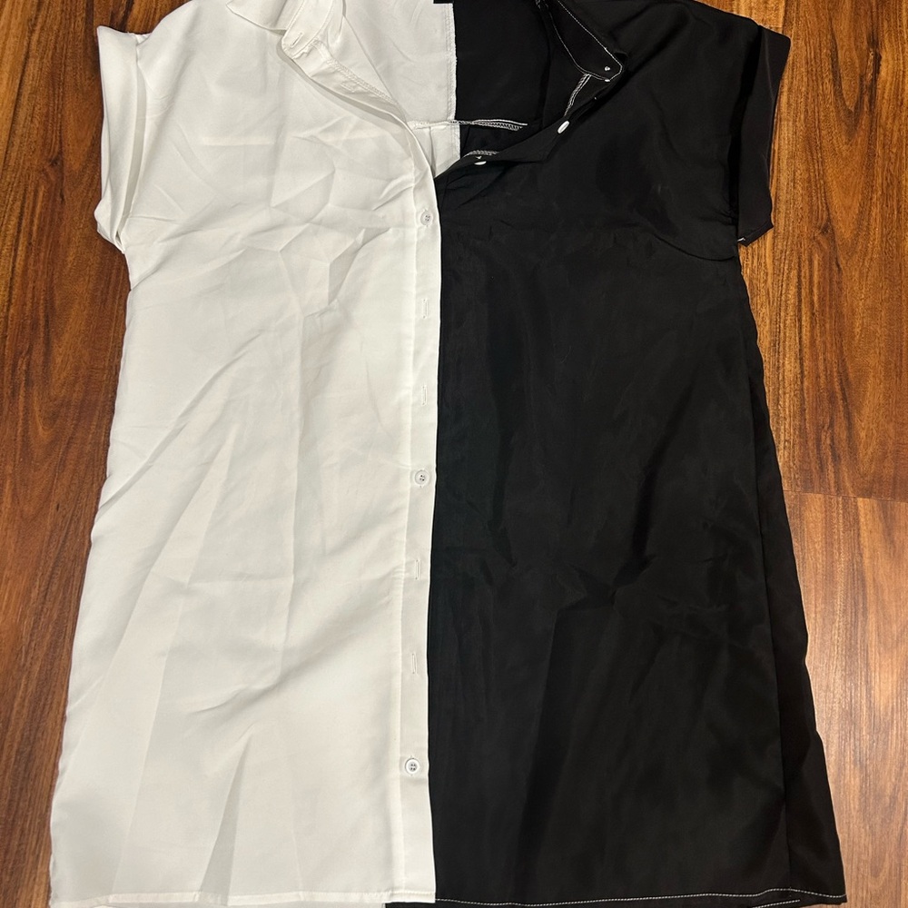 Chic Two-Tone Black and White Dress